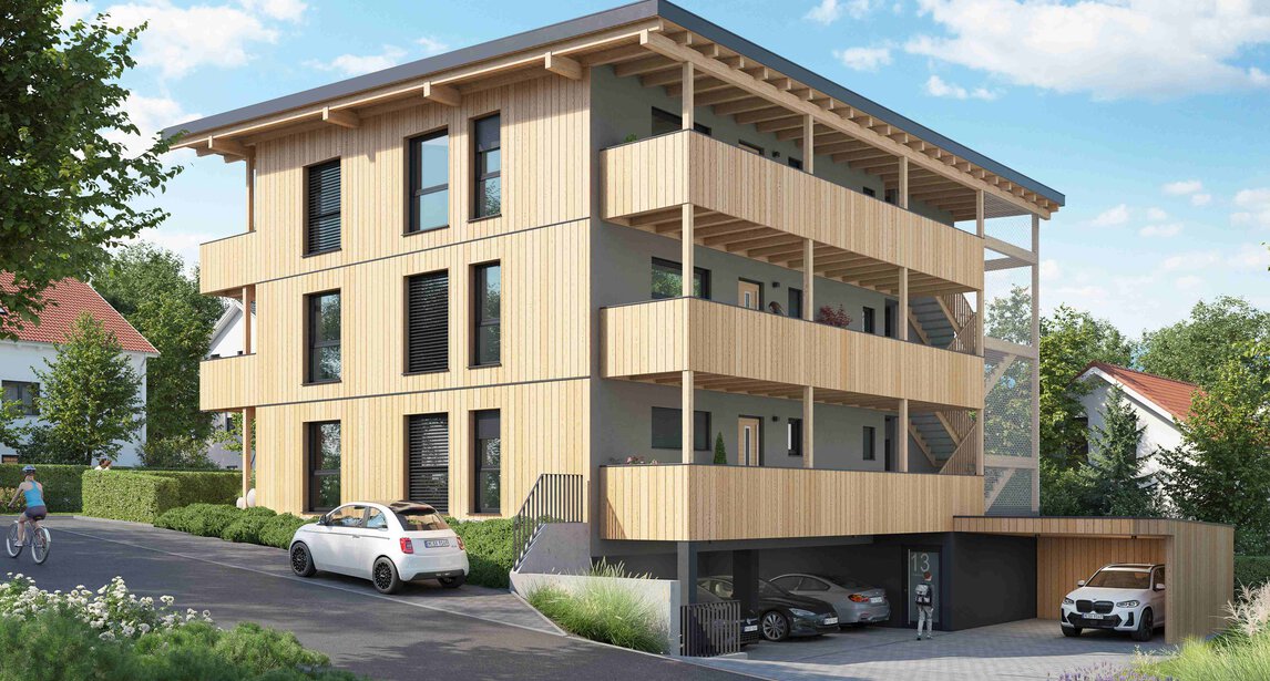 Visualisierung | © HausBauHaus Immobilien W13 Neubauprojekt Massivholzbau Traunstein | HausBauHaus Immobilien | © HausBauHaus Immobilien