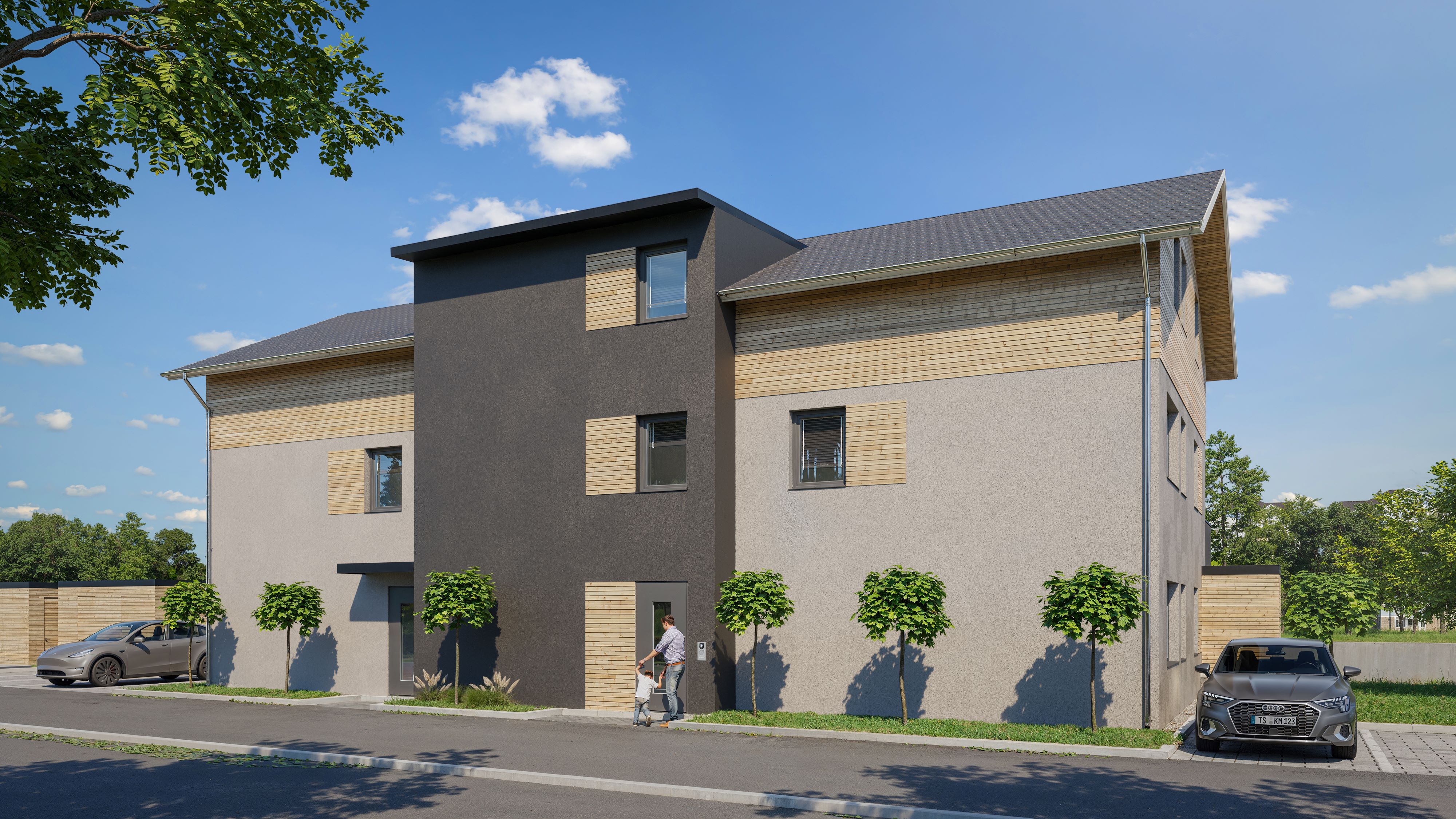Außenvisualisierung, Neubauvorhaben, Neubauwohnung | © HausBauHaus GmbH