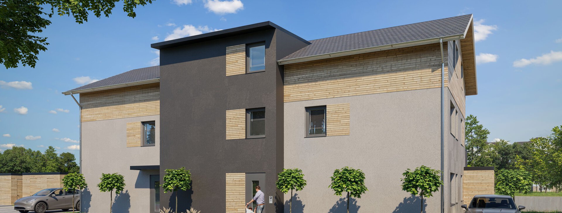 Außenvisualisierung, Neubauvorhaben, Neubauwohnung | © HausBauHaus GmbH