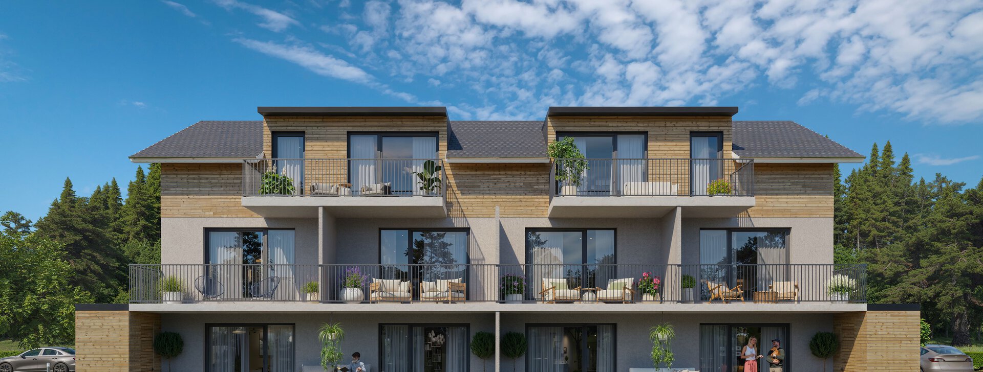 Außenvisualisierung, Neubauvorhaben, Neubauwohnung | © HausBauHaus GmbH