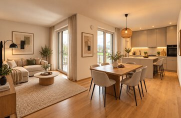 KI generiert - 3-Zimmer-Wohnung, Immobilie kaufen, Freilassing, ETW, Bergblick, Grenze Österreich | © HausBauHaus GmbH 