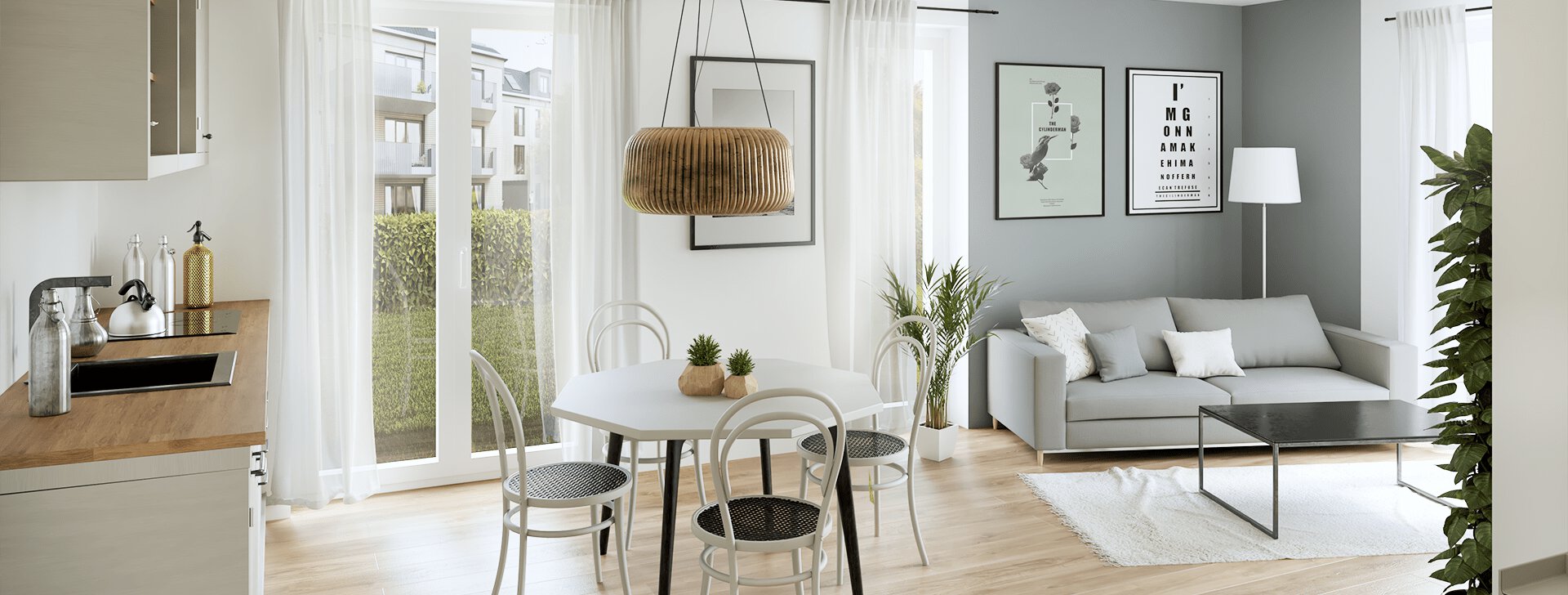 Wohnzimmer Gartenwohnung in Traunstein, Immobilie mieten, Traunstein | © HausBauHaus GmbH