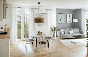 Wohnzimmer Gartenwohnung in Traunstein, Immobilie mieten, Traunstein | © HausBauHaus GmbH